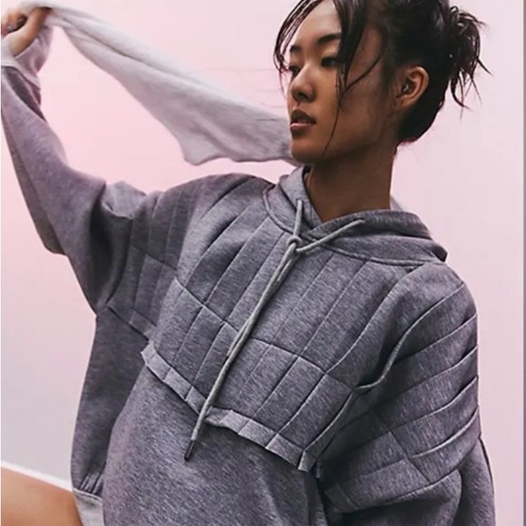 NWOT FP Movement by Free People Pick it Up Pleated Pullover Gray Hoodie - Picture 4 of 14
